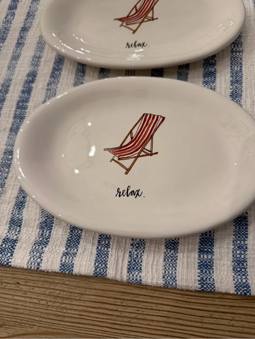 Rae Dunn Relax Rest Snack Plates Set of 4